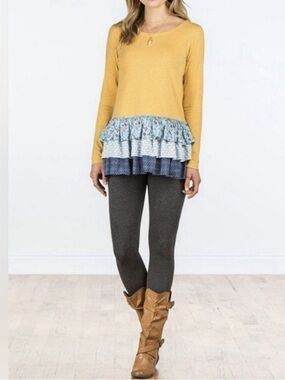 Matilda Jane long-sleeve ruffle blouse "Make Believe Weekend Vibes" top medium